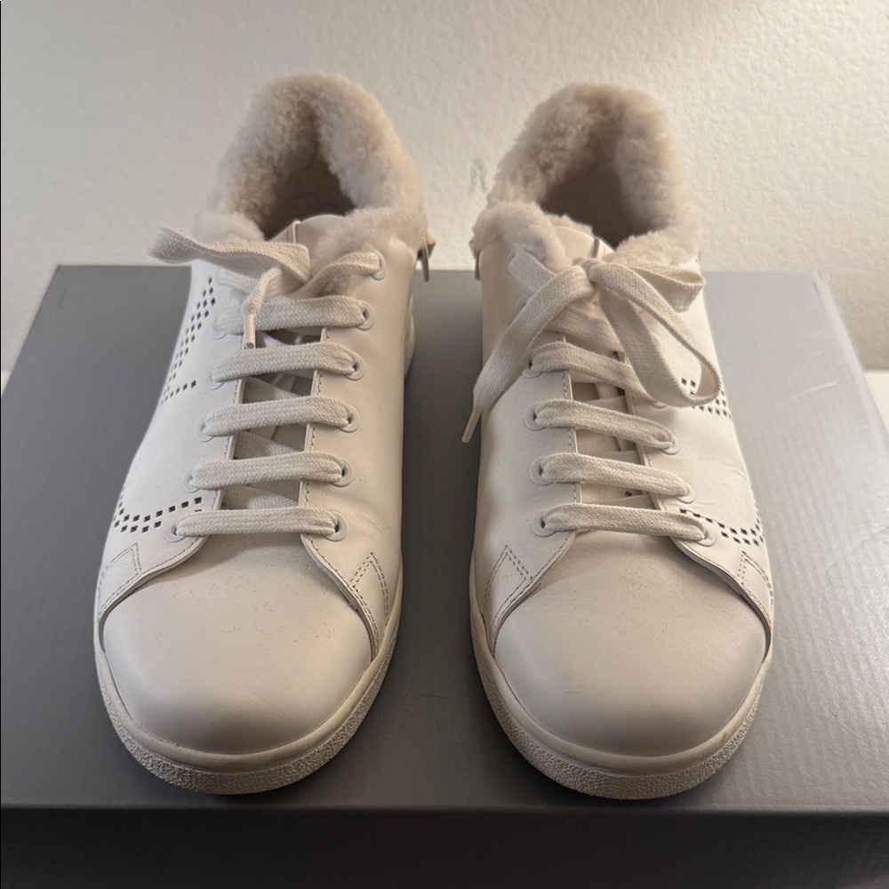 Valentino Women's White Shearling Lined Lace-Up Sneakers